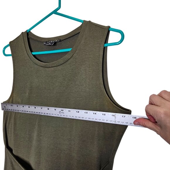 Trouvé Asymmetrical Olive Green Sleeveless Dress M Basic Stretchy‎ Boho Festival - Picture 8 of 11